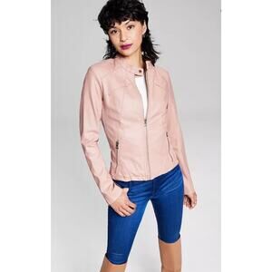 GUESS Women’s faux leather jacket-pink rust